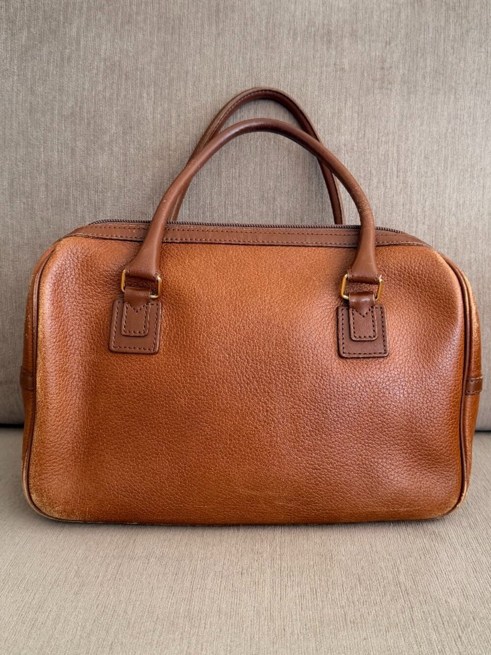 Burberry Brown Leather Boston Satchel Bag Vintage - Picture 3 of 6